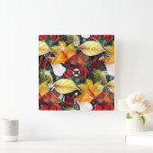 Ephemeride Herbstblätter in Watercolor Vivid Bold Quadratische Wanduhr (Zuhause)