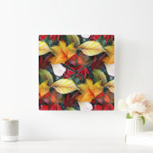 Ephemeride Herbstblätter in Watercolor Vivid Bold Quadratische Wanduhr (Zuhause)