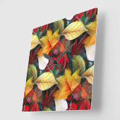 Ephemeride Herbstblätter in Watercolor Vivid Bold Quadratische Wanduhr (Winkel)