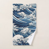 Ephemische Wappen: Hokusai Waves remaged Badhandtuch Set (Handtuch)