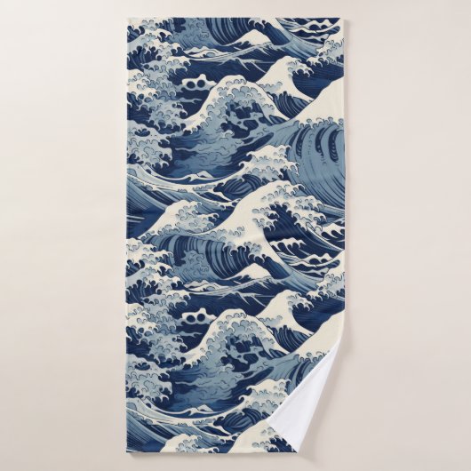 Ephemische Wappen: Hokusai Waves remaged Badhandtuch Set (Badehandtuch)