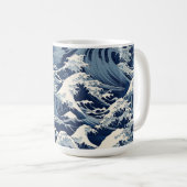 Ephemische Wappen: Hokusai Waves remaged Kaffeetasse (VorderseiteRechts)