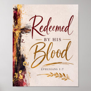 Epheser 1:7 Erlöst durch sein Blut Christlich Poster