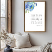 Epheser 3:20 Wasserfarbe Blau Florales Bibelvers Poster