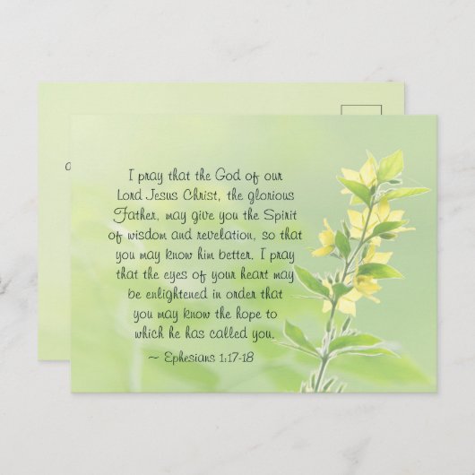 Ephesianer 1:17-18 Geist der Weisheit und Offenbar Postkarte (Vorne/Hinten)