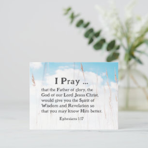 Ephesianer 1:17 Bibelgebet für die Weisheitsoffenb Postkarte