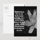 EPHESIANER 2:10 BIBLE SCRIPTURE QUOTE POSTKARTE (Vorne/Hinten)
