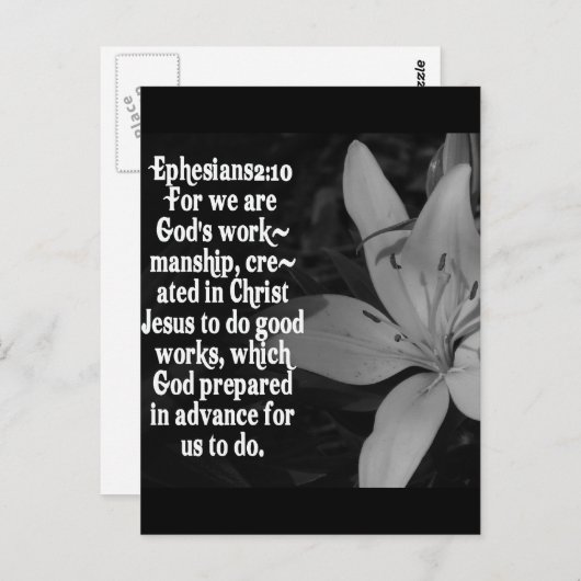 EPHESIANER 2:10 BIBLE SCRIPTURE QUOTE POSTKARTE (Vorne/Hinten)