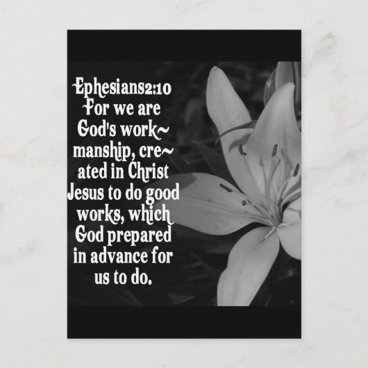 EPHESIANER 2:10 BIBLE SCRIPTURE QUOTE POSTKARTE (Vorderseite)