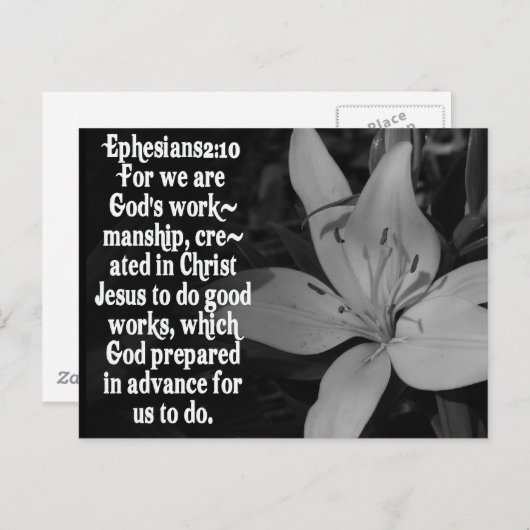 EPHESIANER 2:10 BIBLE SCRIPTURE QUOTE POSTKARTE (Vorne/Hinten)