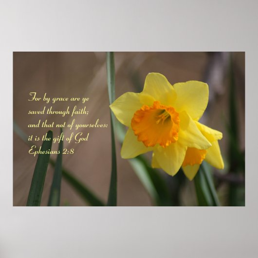 Ephesianer 2:8 biblische Verse mit gelber affodisc Poster (Vorne)