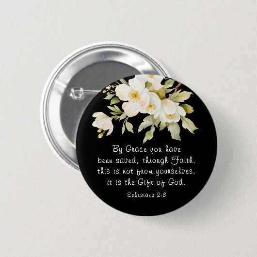 Ephesianer 2:8 Grace Sie wurden gerettet Bibel Button (Vorne & Hinten)