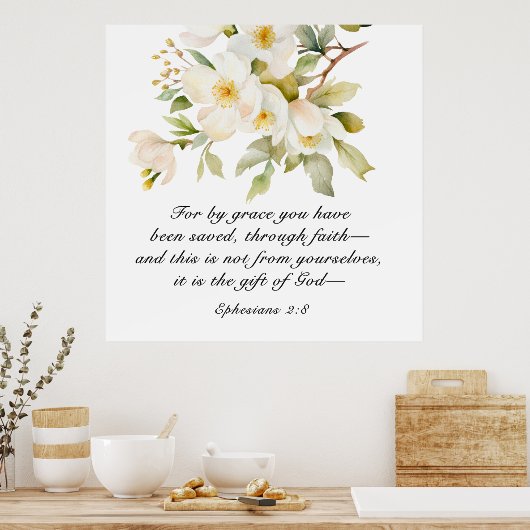 Ephesianer 2:8 Grace Sie wurden gerettet Bibel Poster (Küche)