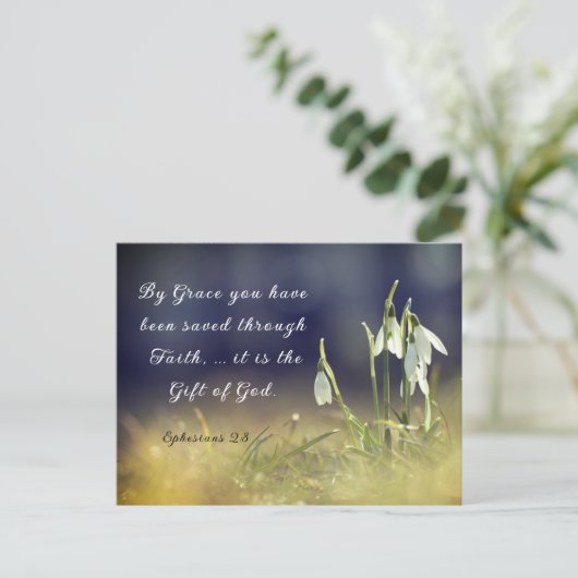 Ephesianer 2:8 von Grace Sie wurden Gerettet Bibel Postkarte (Stehend Vorderseite)
