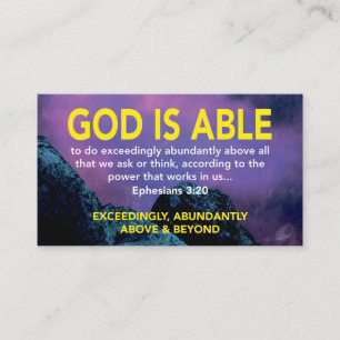 Ephesianer 3:20 GOD IST IN DER LAGE, übermäßig S Visitenkarte