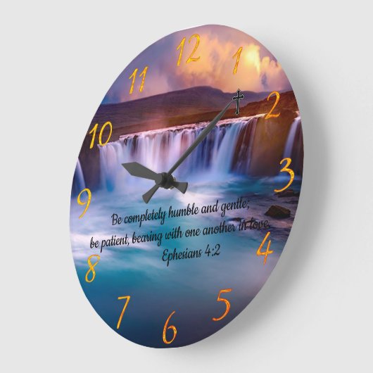 Ephesianer 4:2 Christliches Gebet des Glaubens Große Wanduhr (Winkel)