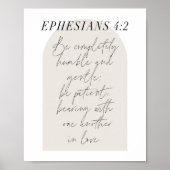 Ephesianer. 4:2 Minimaler Boho Beige Arch Poster (Vorne)