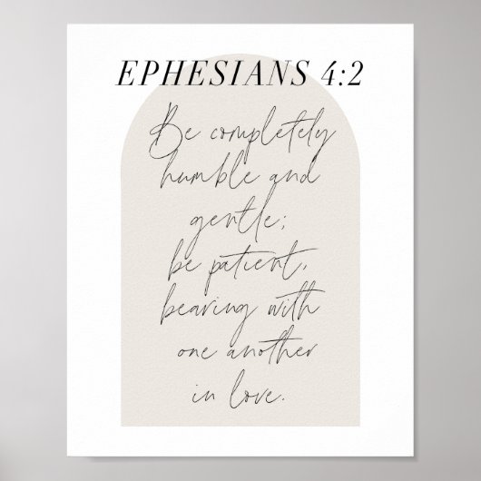 Ephesianer. 4:2 Minimaler Boho Beige Arch Poster (Vorne)