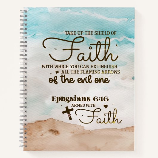 Ephesianer 6:16 nehmen den Schild der Glaubensbibe Notizblock (Vorderseite)