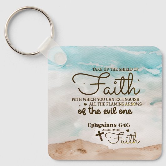 Ephesianer 6:16 nehmen den Schild der Glaubensbibe Schlüsselanhänger (Vorderseite)
