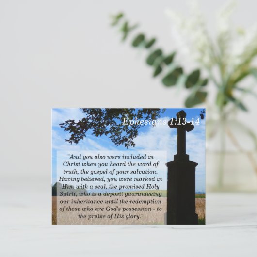 Ephesians 1 13 14 Cross Scripture Memory Card Postkarte (Stehend Vorderseite)