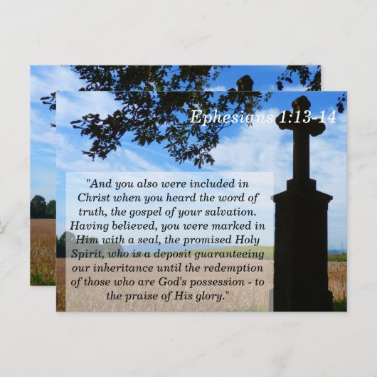 Ephesians 1 13 14 Cross Scripture Memory Card Postkarte (Vorne/Hinten)