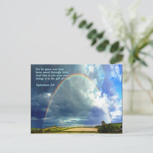 Ephesians 2:8 Regenbogen Postkarte (Stehend Vorderseite)