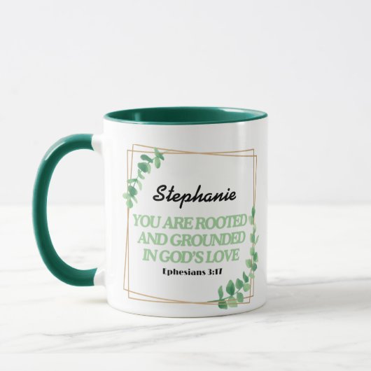 Ephesians 3:17 Sie sind gewurzelt personalisierte  Tasse (Links)