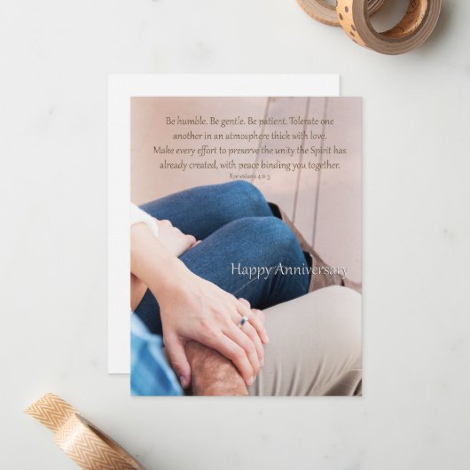 Ephesians 4:2-3 Happy-Jubiläumskarte Mitteilungskarte (Vorderseite/Rückseite Beispiel)