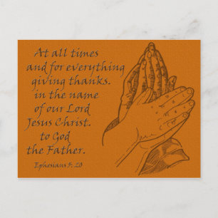 Ephesians 5:20 At all times...Giving Thanks Postkarte