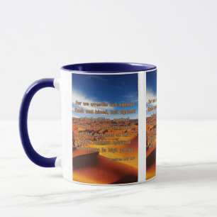 Ephesians 6:12 KJV Bible Verse Pic Two-Tone Tasse