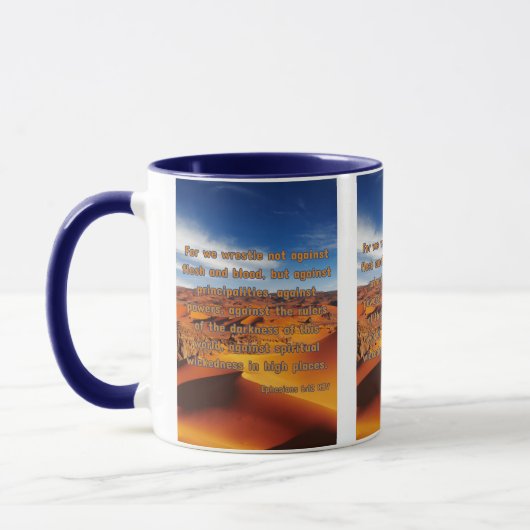 Ephesians 6:12 KJV Bible Verse Pic Two-Tone Tasse (Links)