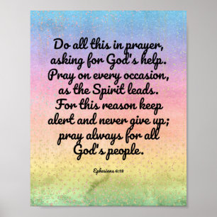 Ephesians 6:18regenbogen Bibel-Vers-Gebet Poster