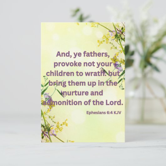 Ephesians 6:4 KJV Bibelschrift Pic Begrüßung Karte (Stehend Vorderseite)