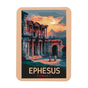 Ephesus Library of Celsus Travel Art Vintag Magnet