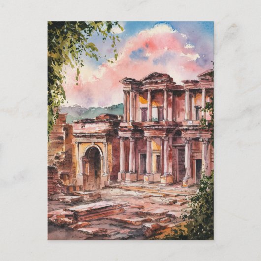 Ephesus, Türkei. Vintage Wasserfarbe Postkarte (Vorderseite)