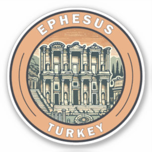 Ephesus Turkey Illustration Travel Art Abzeichen Aufkleber