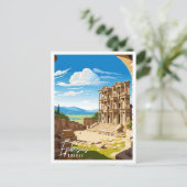 Ephesus Turkey Vintage Illustration Postkarte (Stehend Vorderseite)
