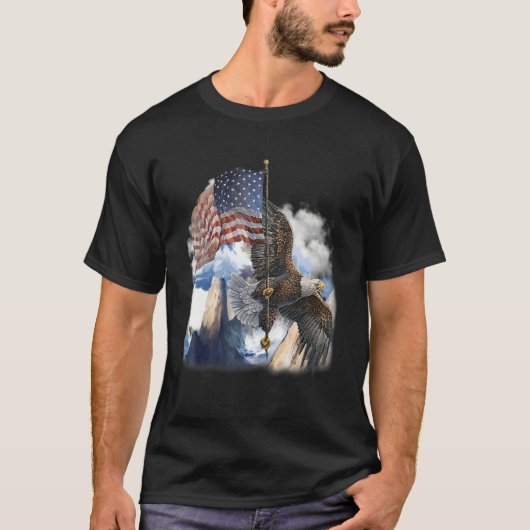 Epic American Eagle Swea 4. Juli USA Flag Mounta T-Shirt (Vorderseite)
