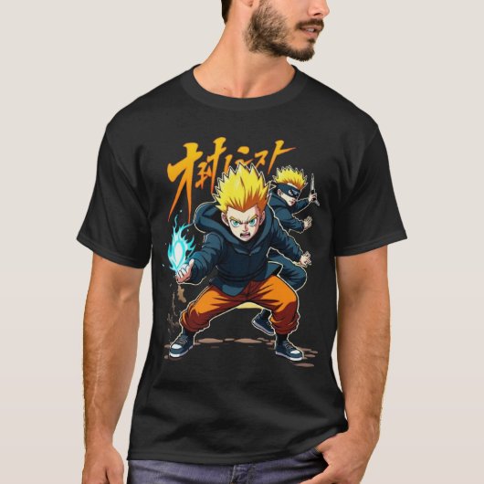 Epic Anime Warrior - Action-Packed Superpower T-Shirt (Vorderseite)