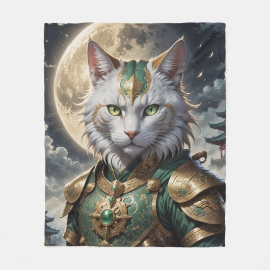 Epic Armored Cat Warrior Fleecedecke (Vorderseite)