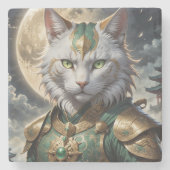Epic Armored Cat Warrior Steinuntersetzer (Vorderseite)