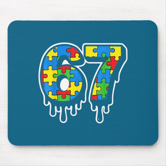 Epic Autism Six Seven Drip 67 Number Mousepad (Vorne)