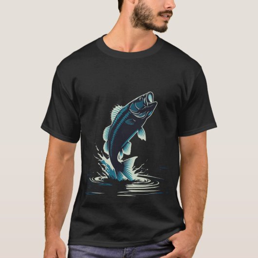 Epic Bass Jump – Vintage Fishing Art T-Shirt (Vorderseite)