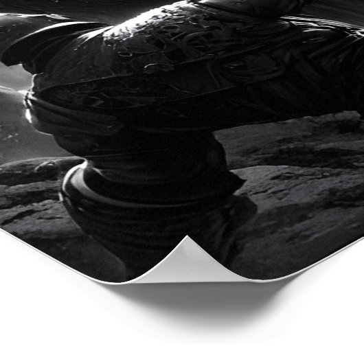 Epic battle scene with medieval warriors under poster (Ecke)