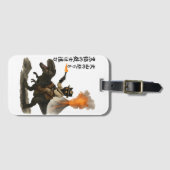 Epic Black Cat Cowboy Riding Dinosaur with Volcano Gepäckanhänger (Vorderseite (Horizontal))