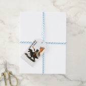 Epic Black Cat Cowboy Riding Dinosaur with Volcano Geschenkanhänger (Mit Garn)