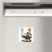 Epic Black Cat Cowboy Riding Dinosaur with Volcano Magnet (In Situ (Geschirrspüler))