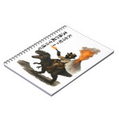 Epic Black Cat Cowboy Riding Dinosaur with Volcano Notizblock (Linke Seite)