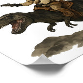 Epic Black Cat Cowboy Riding Dinosaur with Volcano Poster (Ecke)